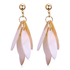 White dangly acrylic leaf earrings